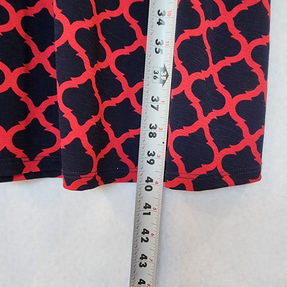 41 Hawthorn Womens Navy Red Quatrefoil Faux Wrap Fit Flare Dress Large SFKOK368 - Picture 5 of 7